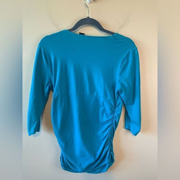 Bisou Bisou blue wrap look top size L - Picture 2 of 6